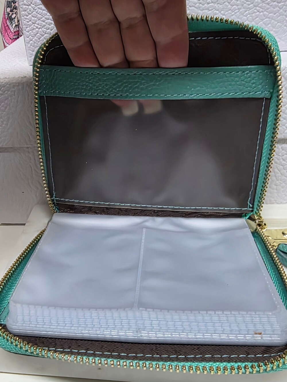 EASYOULIFE Teal Tassel Zip Around Card Wallet - EUC